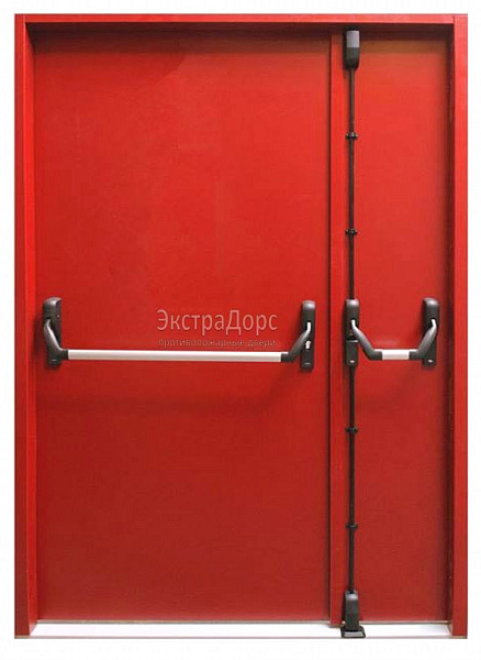 Противопожарная дверь EI 60 дымогазонепроницаемая красная с антипаникой в Звенигороде  купить