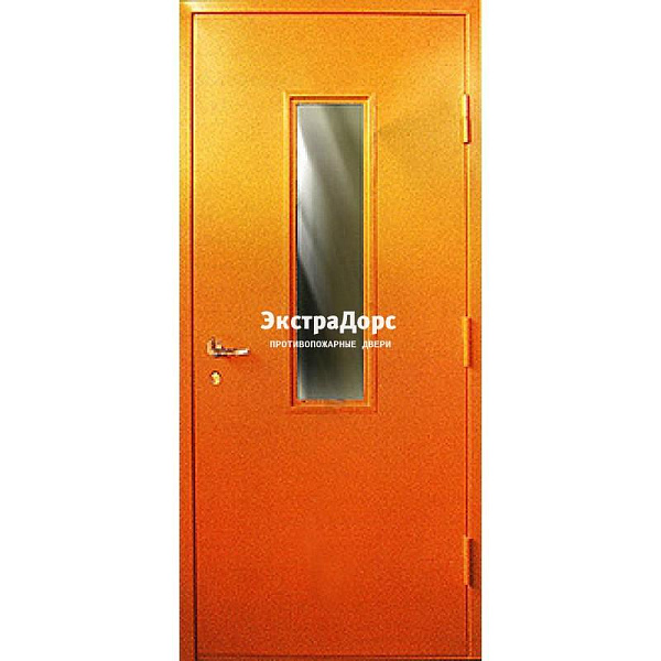 Противопожарная дверь анти-дым оранжевая со стеклом в Звенигороде  купить